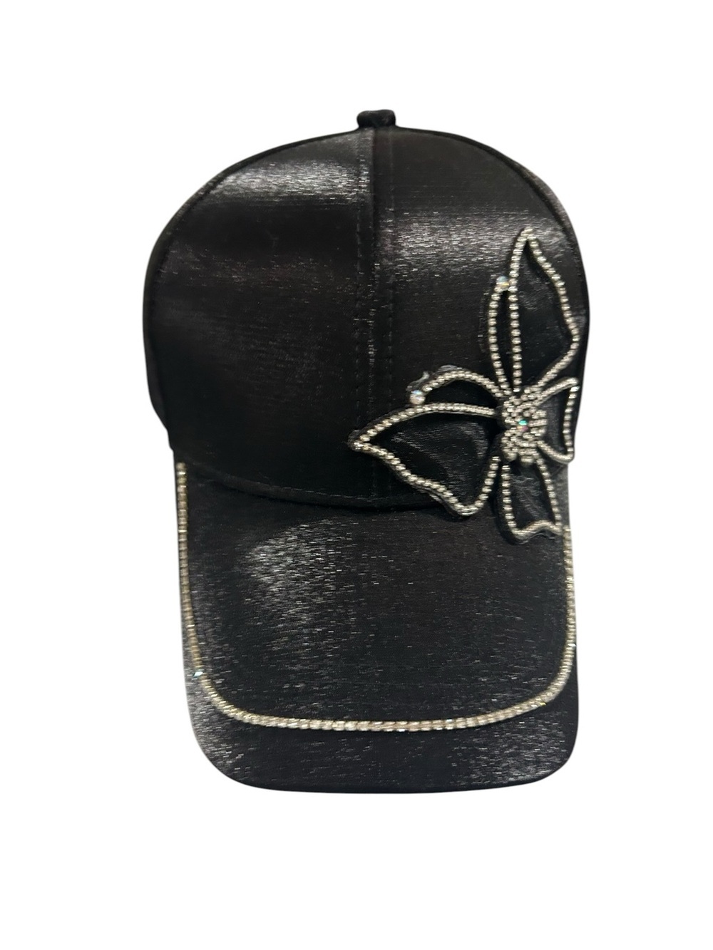 Essentials Black Rhinestone Butterfly Cap